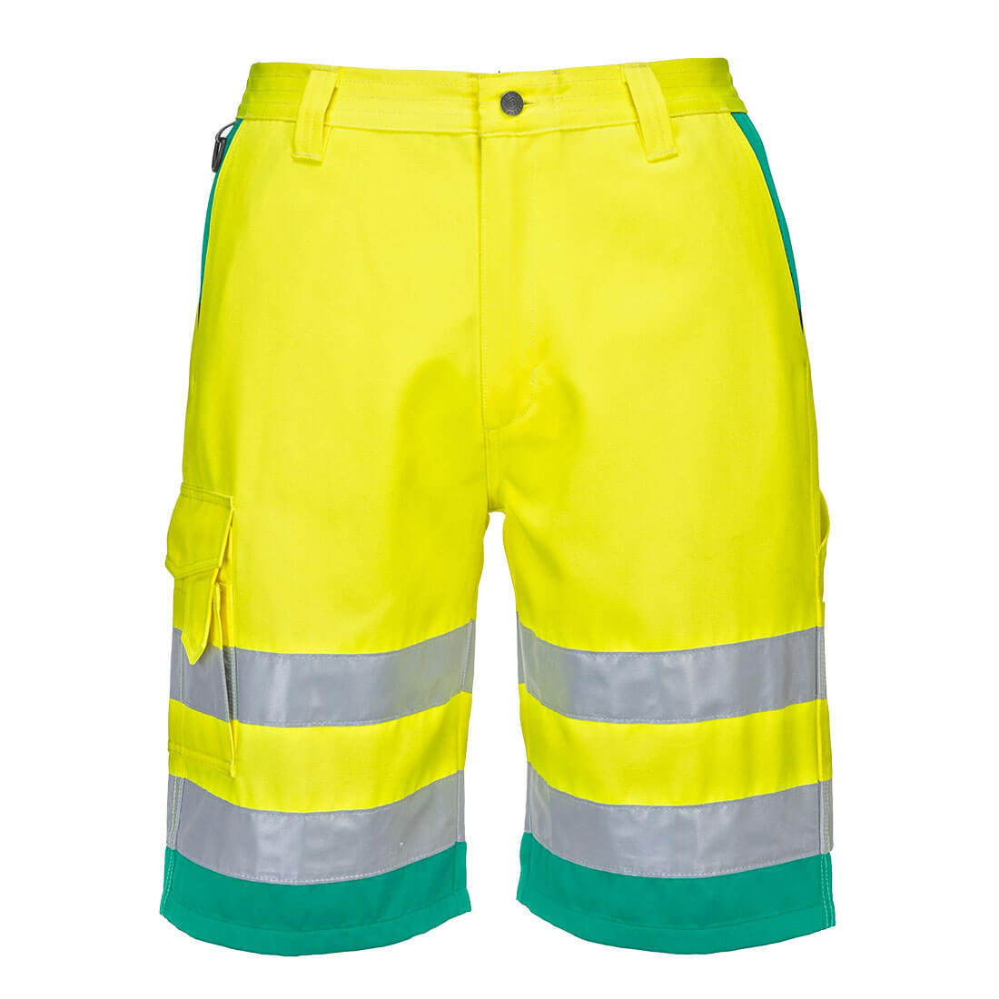L043 Hi-Vis Lightweight Polycotton Shorts Yellow/Teal