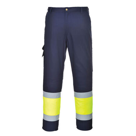 L049 Hi-Vis Lightweight Contrast Class 1 Service Trousers Yellow/Navy