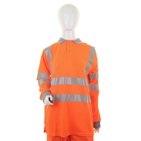 Beeswift Ladies Hi-Vis Long Sleeve Rail Spec Polo Shirt Orange