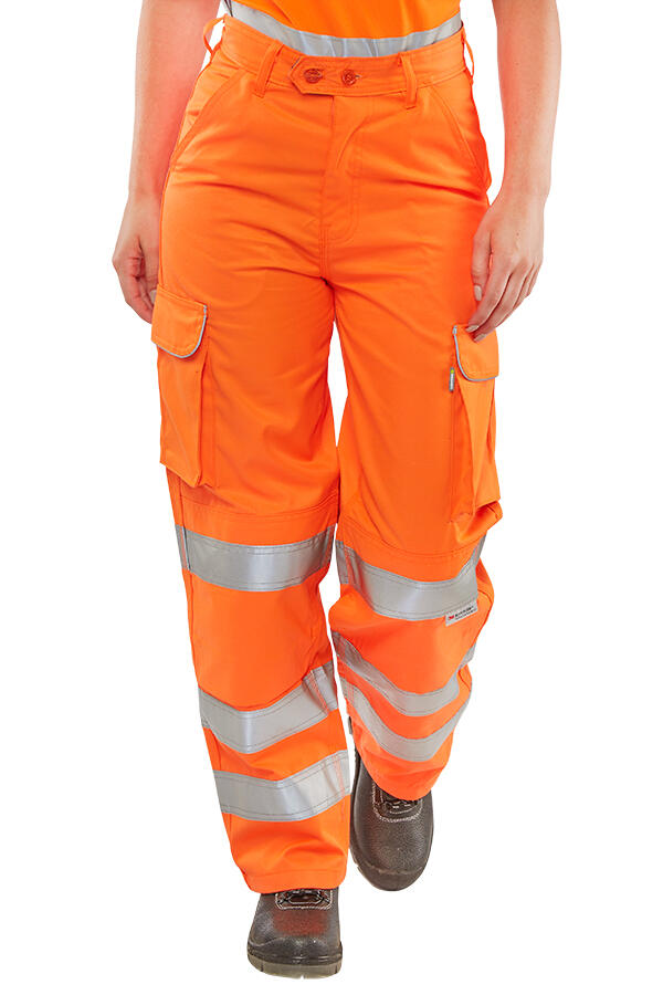 Beeswift Ladies Hi-Vis Rail Spec Trousers Orange