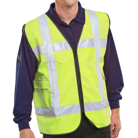 Light Vest Hi-Vis Led Light Up Basic Vest With Pockets  Saturn Yellow