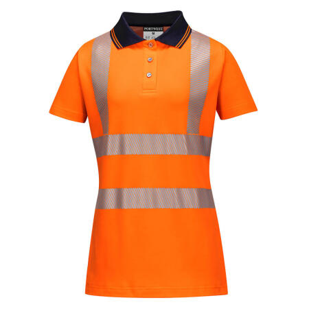 LW72 Hi-Vis Women's Cotton Comfort Pro Polo Shirt S/S  Orange/Black