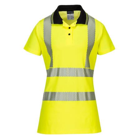 LW72 Hi-Vis Women's Cotton Comfort Pro Polo Shirt S/S Yellow/Black