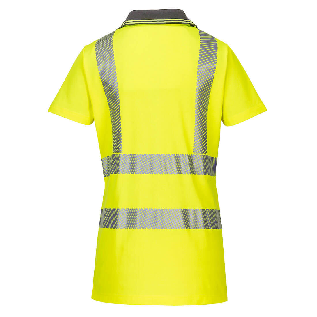 LW72 Hi-Vis Women's Cotton Comfort Pro Polo Shirt S/S Yellow/Grey - Image 2