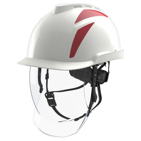 Msa V-Gard 950 Electrician Safety Helmet With Face Shield White/Red