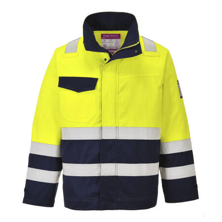 MV25 Modaflame Work Hi-Vis Multi-Norm Contrast FR Jacket Yellow/Navy