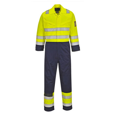 MV28 Modaflame Work Hi-Vis Multi-Norm Contrast FR Coverall Yellow/Navy Tall