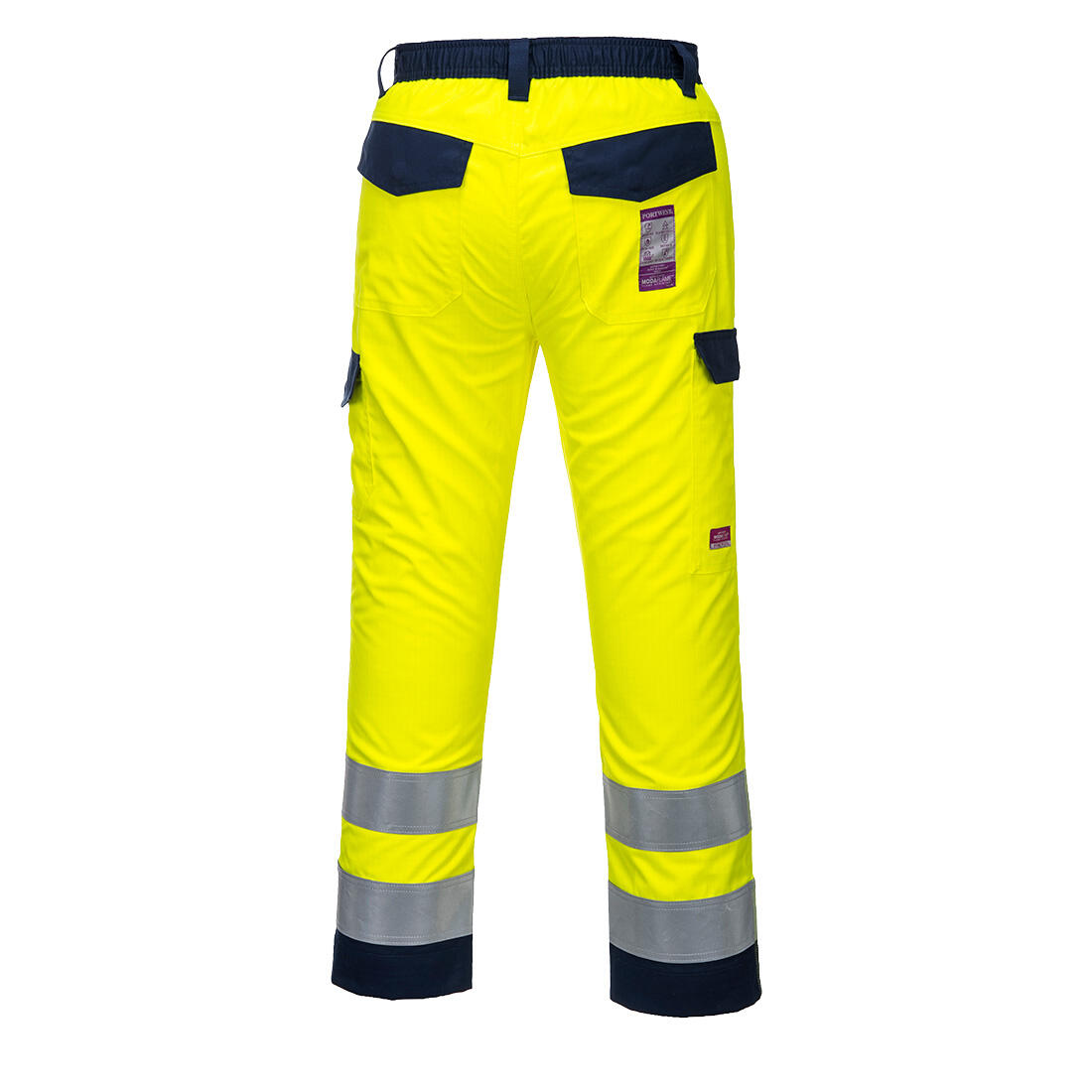 MV46 Modaflame Work Hi-Vis Multi-Norm Contrast FR Trousers Yellow/Navy - Image 2