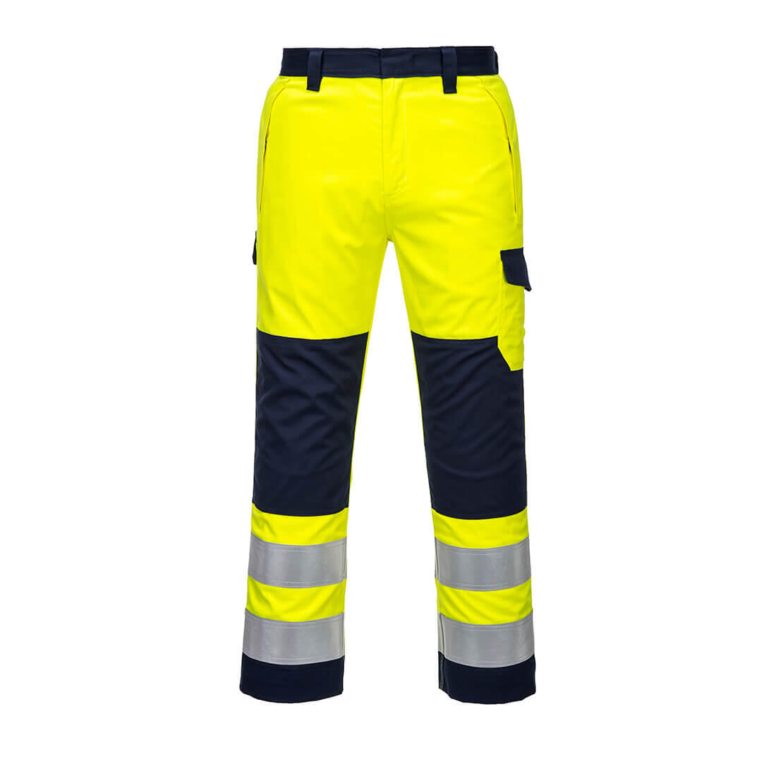 MV46 Modaflame Work Hi-Vis Multi-Norm Contrast FR Trousers Yellow/Navy