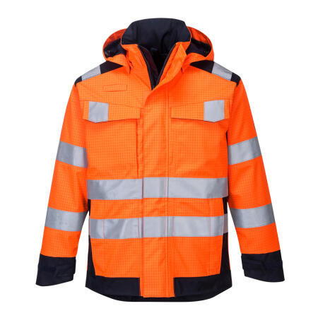 MV70 Modaflame Rain+ Hi-Vis Multi-Norm Contrast FR Jacket Orange/Navy
