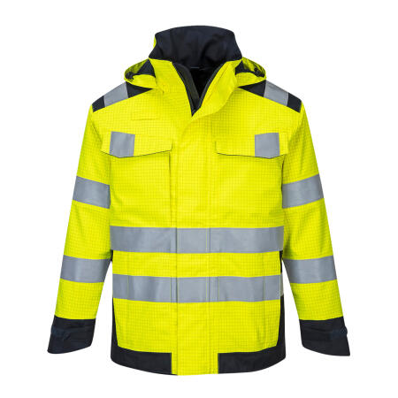 MV70 Modaflame Rain+ Hi-Vis Multi-Norm Contrast FR Jacket Yellow/Navy