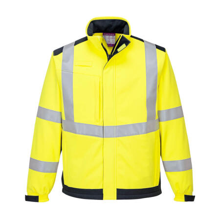MV72 Modaflame Softshell Hi-Vis Multi-Norm FR Jacket Yellow/Navy