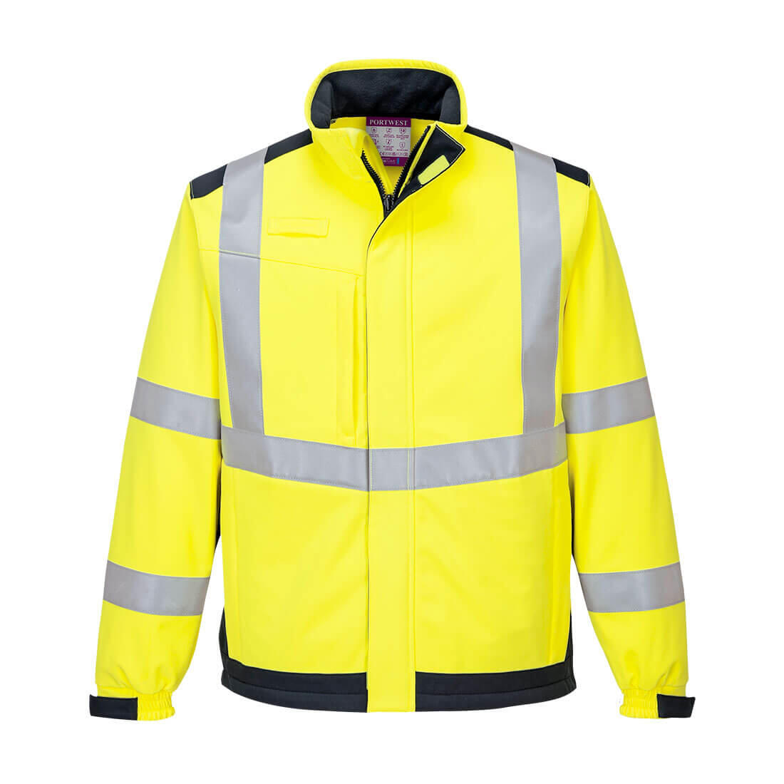 MV72 Modaflame Softshell Hi-Vis Multi-Norm FR Jacket Yellow/Navy