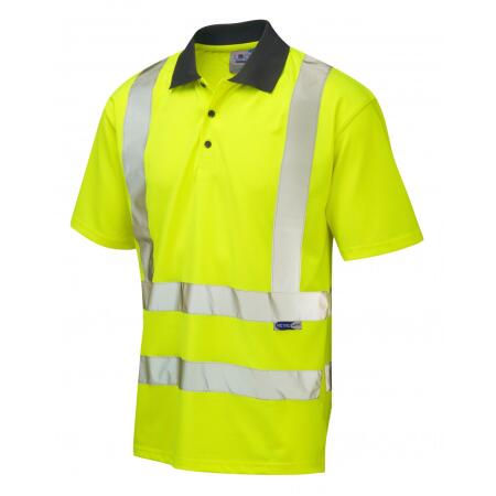 LEO Workwear ROCKHAM ISO 20471 Cl 2 Coolviz Polo Shirt (EcoViz) HV YELLOW
