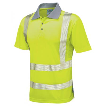 LEO Workwear WOOLACOMBE ISO 20471 Cl 2 Coolviz Plus Polo Shirt HV YELLOW