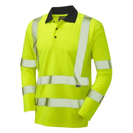 LEO Workwear SWIMBRIDGE ISO 20471 Cl 3 Comfort Sleeved Polo Shirt HV YELLOW