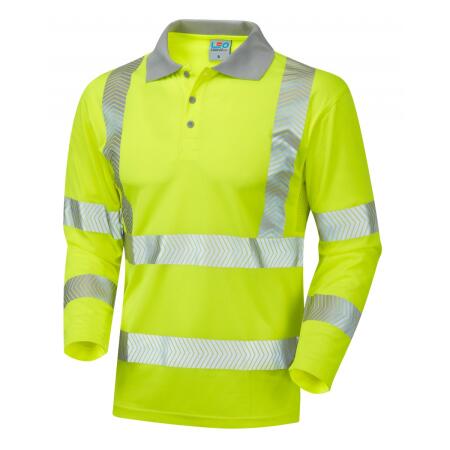 LEO Workwear BARRICANE ISO 20471 Cl 3 Coolviz Plus Sleeved Polo Shirt HV YELLOW