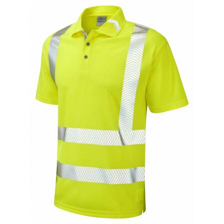 LEO Workwear BROADSANDS ISO 20471 Cl 2 Coolviz Ultra Polo Shirt HV YELLOW