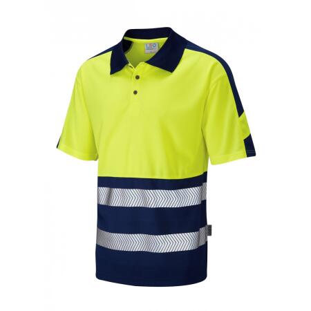 LEO Workwear WATERSMEET ISO 20471 Cl 1 Dual Colour Coolviz Plus Polo Shirt HV YELLOW/NAVY