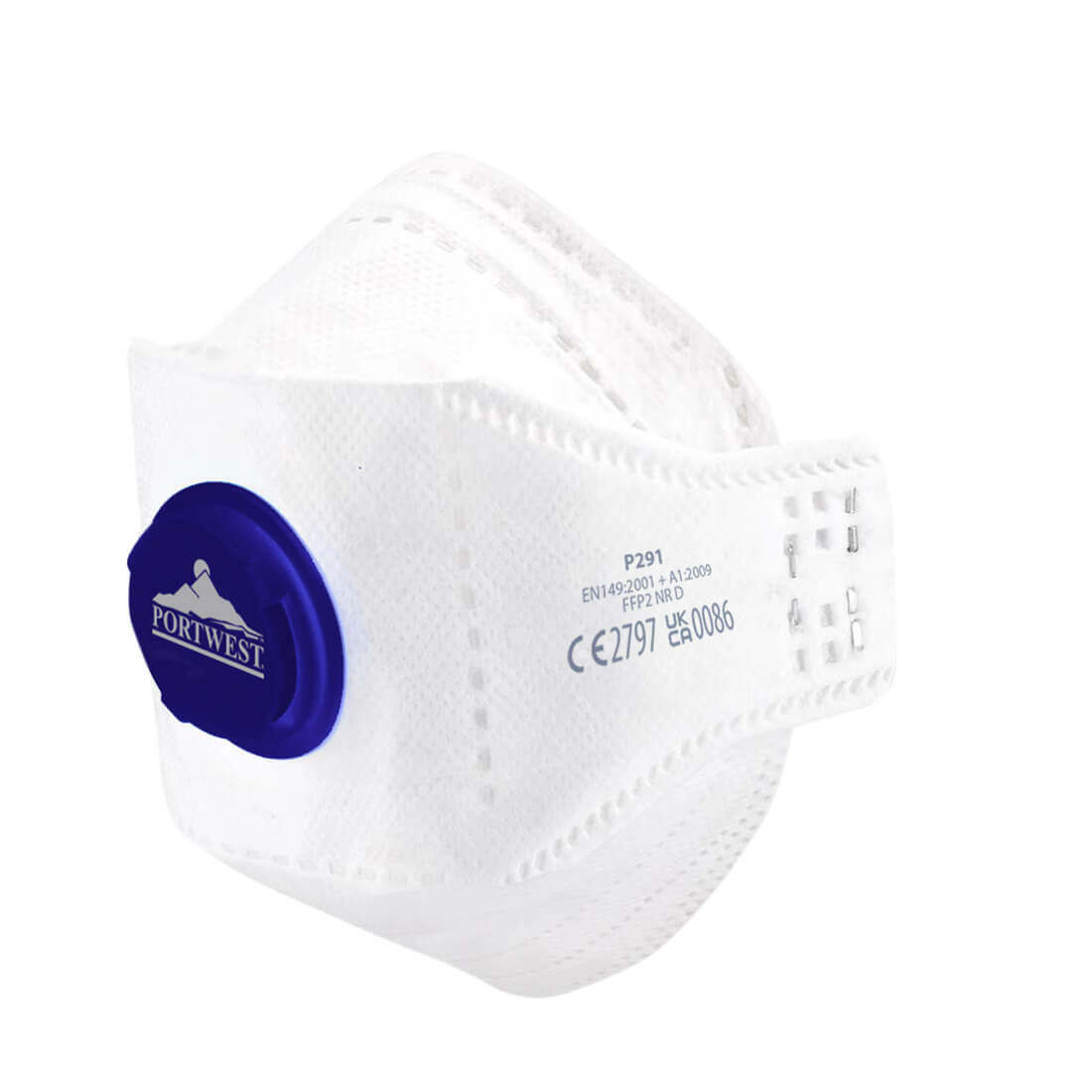 P291 EAGLE FFP2 Valved Dolomite Fold Flat Respirator (Pk10) White