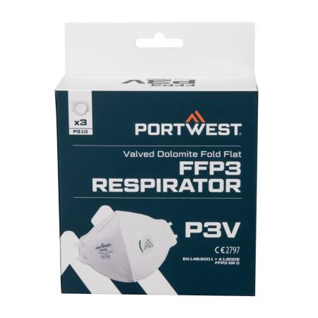 P310 FFP3 Valved Dolomite Fold Flat Respirator (Pk3) White
