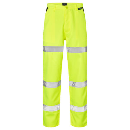 Supertouch Yellow Hi Vis 3 Band Polycotton Trousers