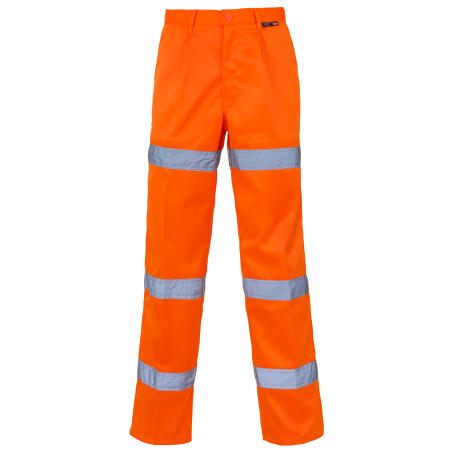 Supertouch Orange Hi Vis 3 Band Polycotton Trousers