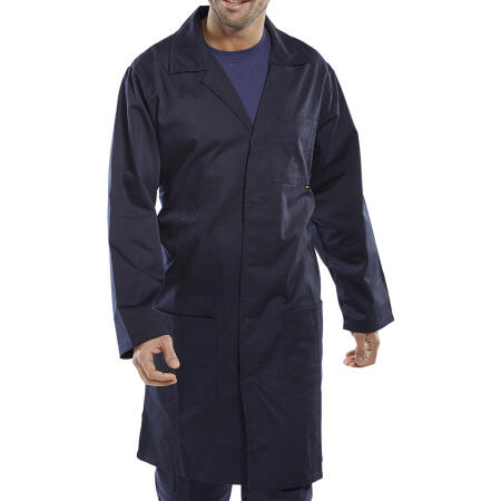 Beeswift Poly Cotton Warehouse Coat Navy Blue