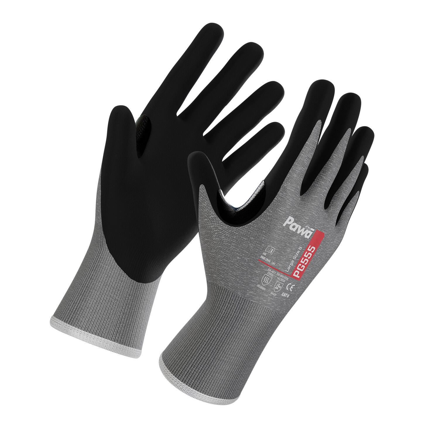 Pawa Grey/Black Pawa PG555 Level F Cut-Resistant Gloves