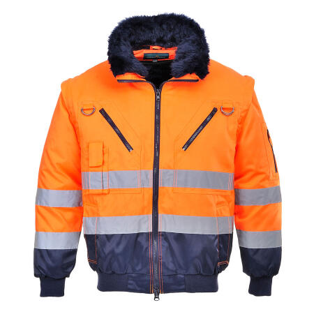 PJ50 Hi-Vis 3-in-1 Contrast Pilot Jacket  Orange/Navy