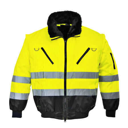 PJ50 Hi-Vis 3-in-1 Contrast Pilot Jacket  Yellow/Black