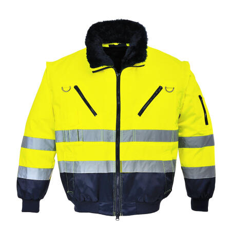 PJ50 Hi-Vis 3-in-1 Contrast Pilot Jacket  Yellow/Navy