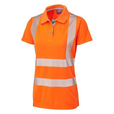 LEO Workwear PIPPACOTT ISO 20471 Cl 2 Coolviz Plus Women's Polo Shirt HV ORANGE