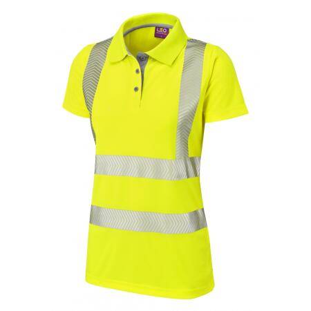 LEO Workwear PIPPACOTT ISO 20471 Cl 2 Coolviz Plus Women's Polo Shirt HV YELLOW