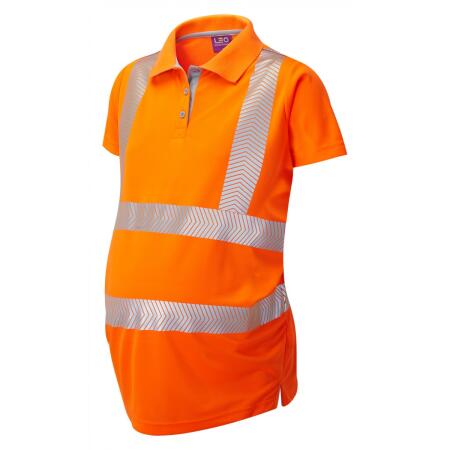LEO Workwear LOVACOTT ISO 20471 Cl 2 Coolviz Ultra Maternity Polo Shirt HV ORANGE