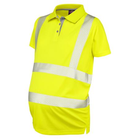 LEO Workwear LOVACOTT ISO 20471 Cl 2 Coolviz Ultra Maternity Polo Shirt HV YELLOW