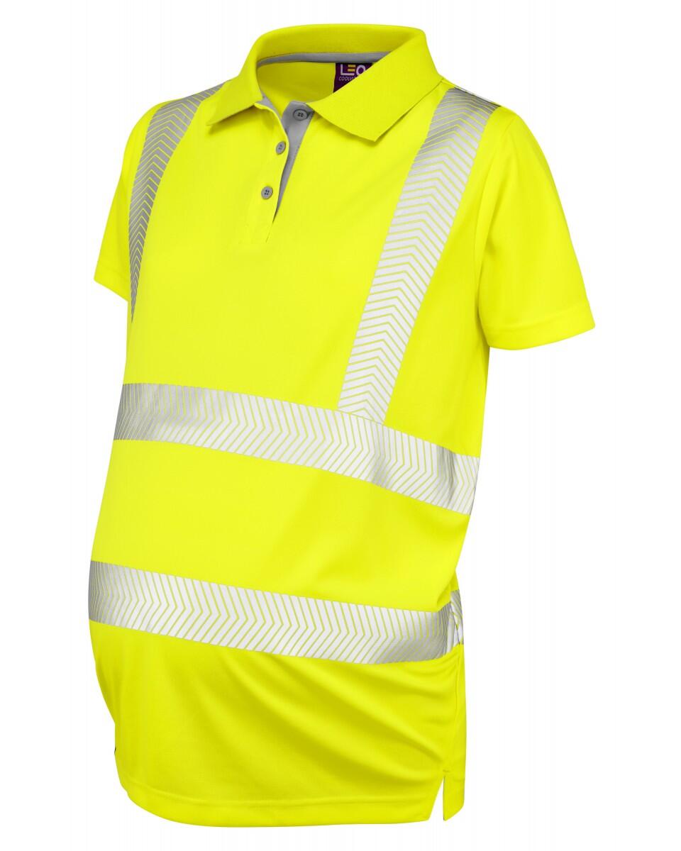 LEO Workwear LOVACOTT ISO 20471 Cl 2 Coolviz Ultra Maternity Polo Shirt HV YELLOW