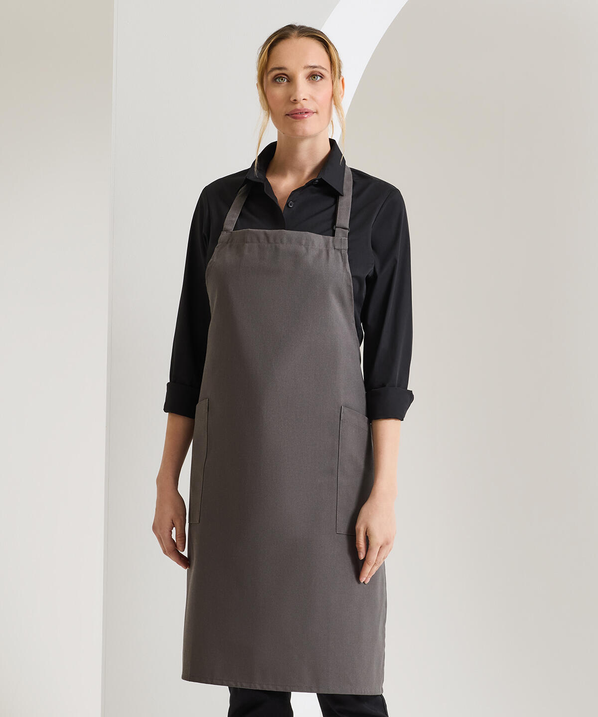 PR120 Recycled Polyester & Organic Cotton Apron Black - Image 2