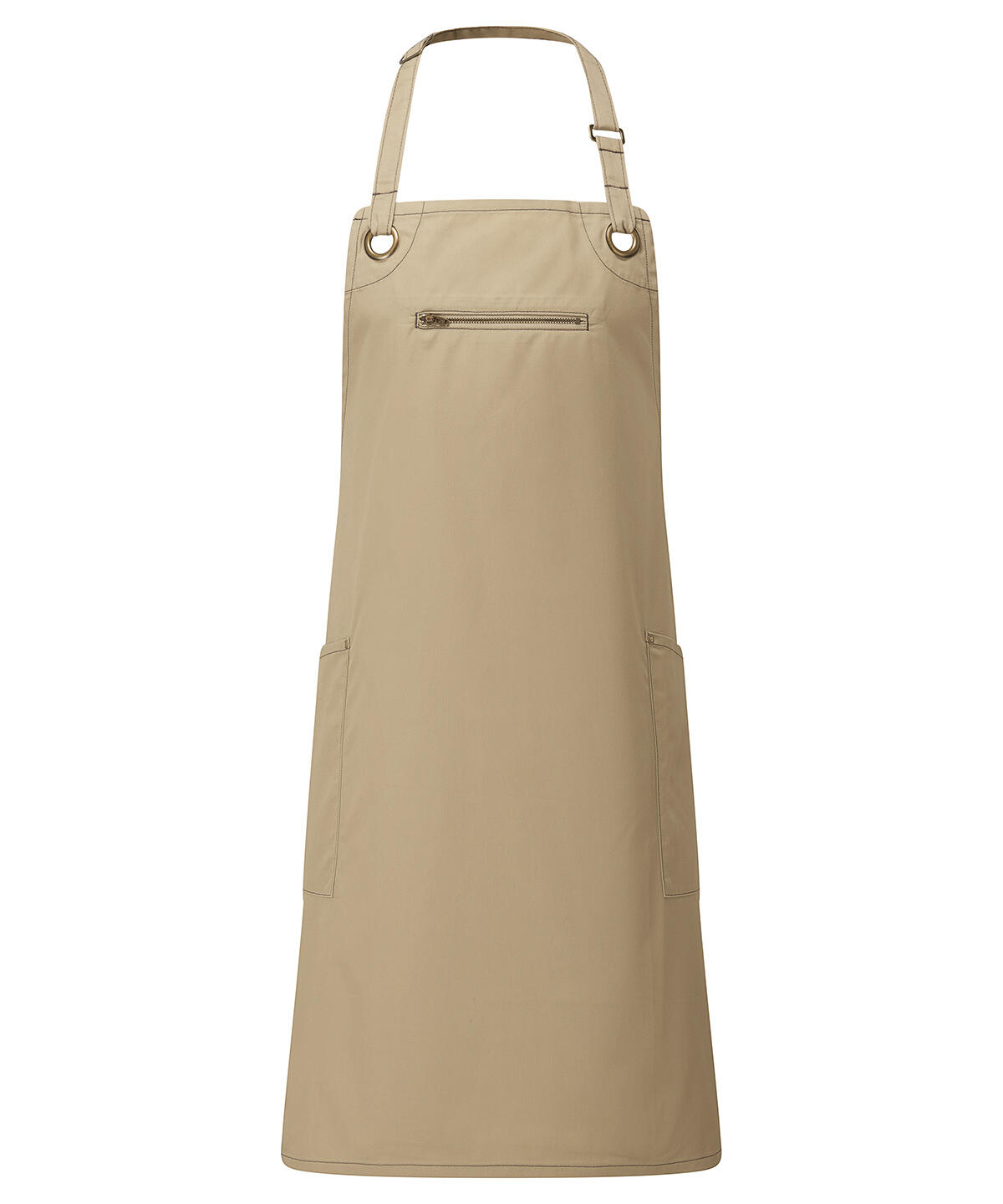 Premier PR121 ‘Barley’ Contrast Stitch Bib Apron Brown