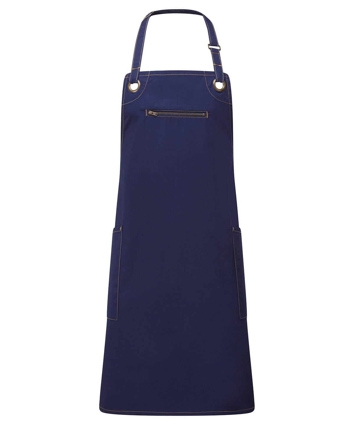 Premier PR121 ‘Barley’ Contrast Stitch Bib Apron Blue