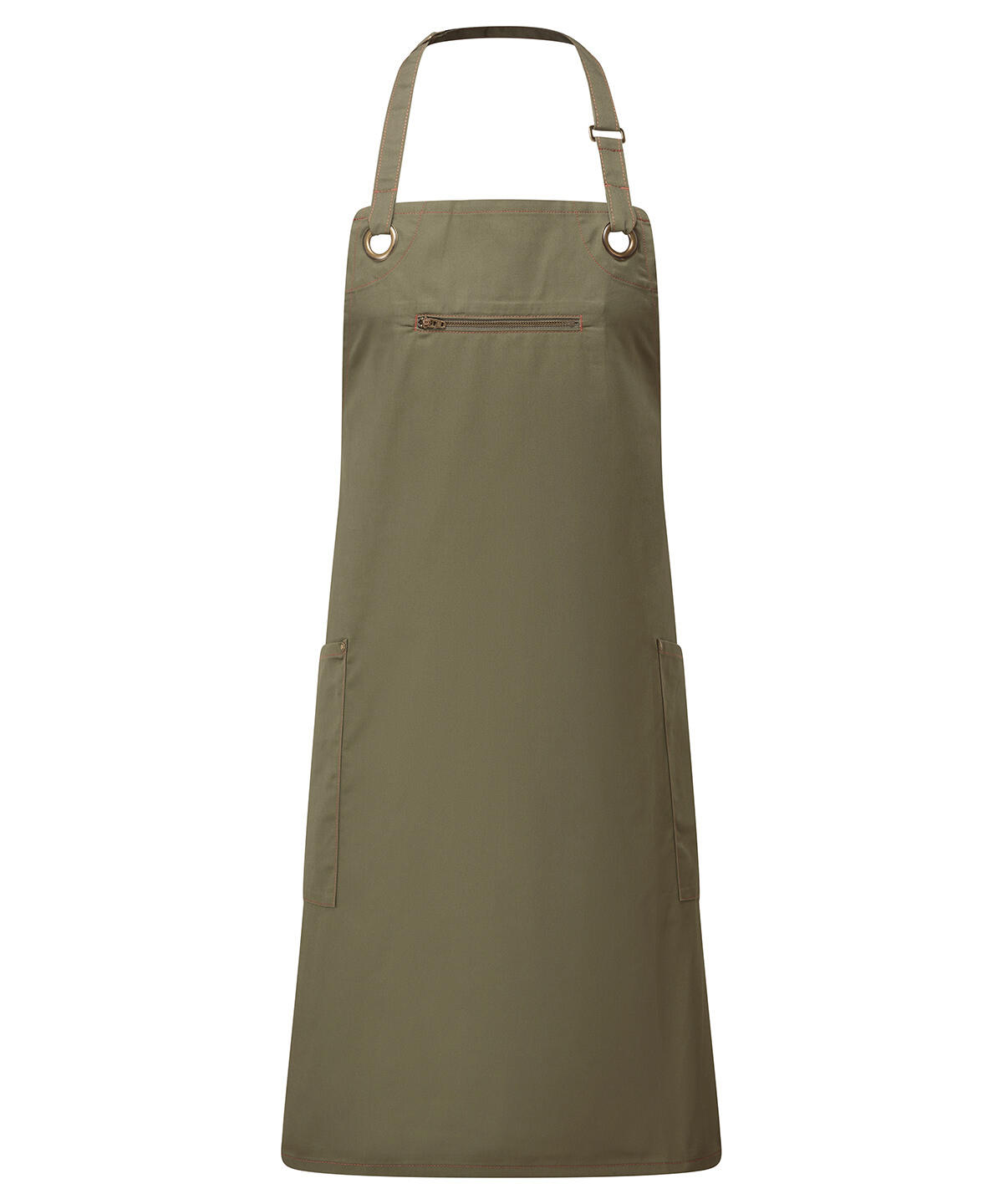 Premier PR121 ‘Barley’ Contrast Stitch Bib Apron Green