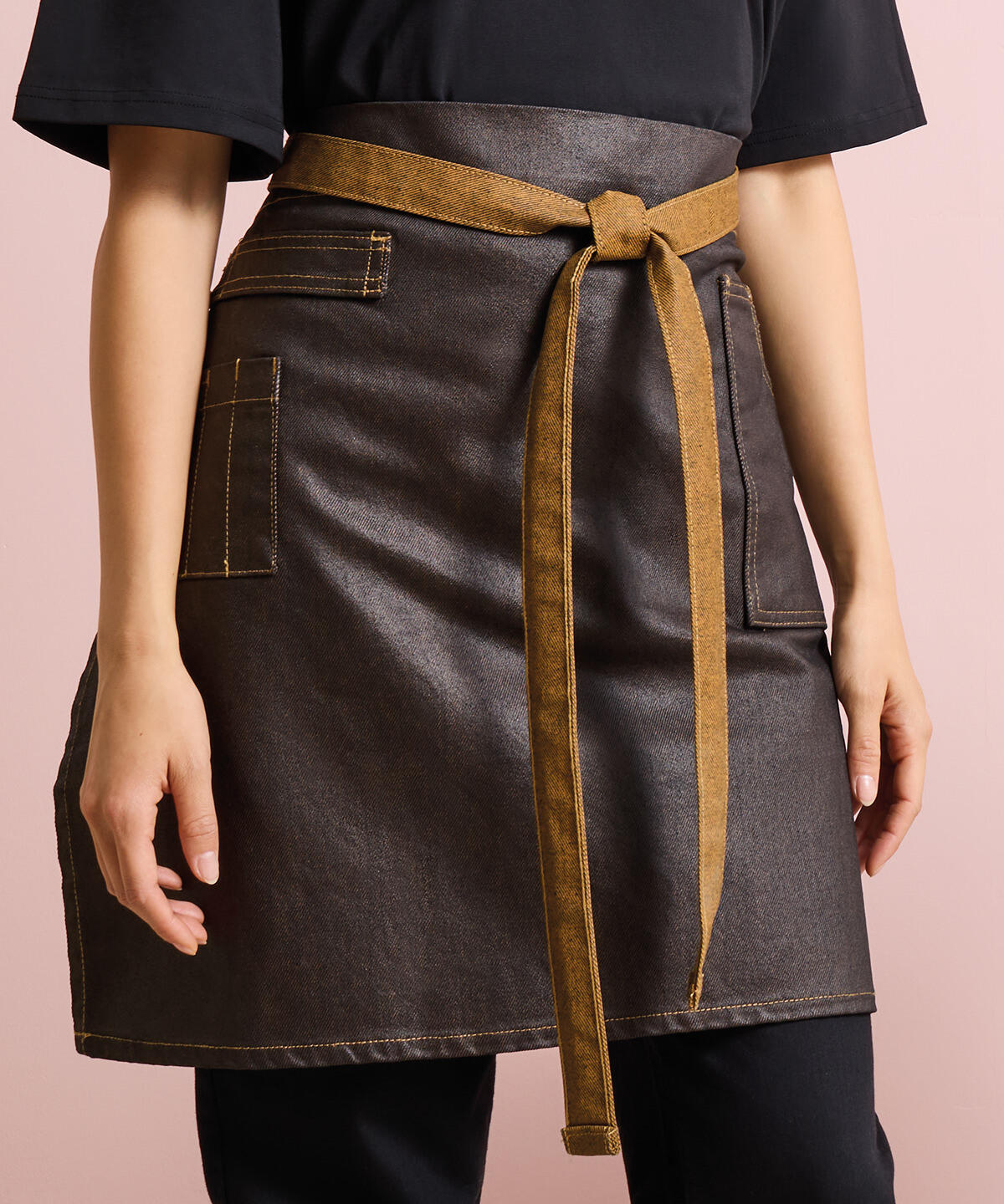 PR135 Division waxed-look denim waist apron Black - Image 2