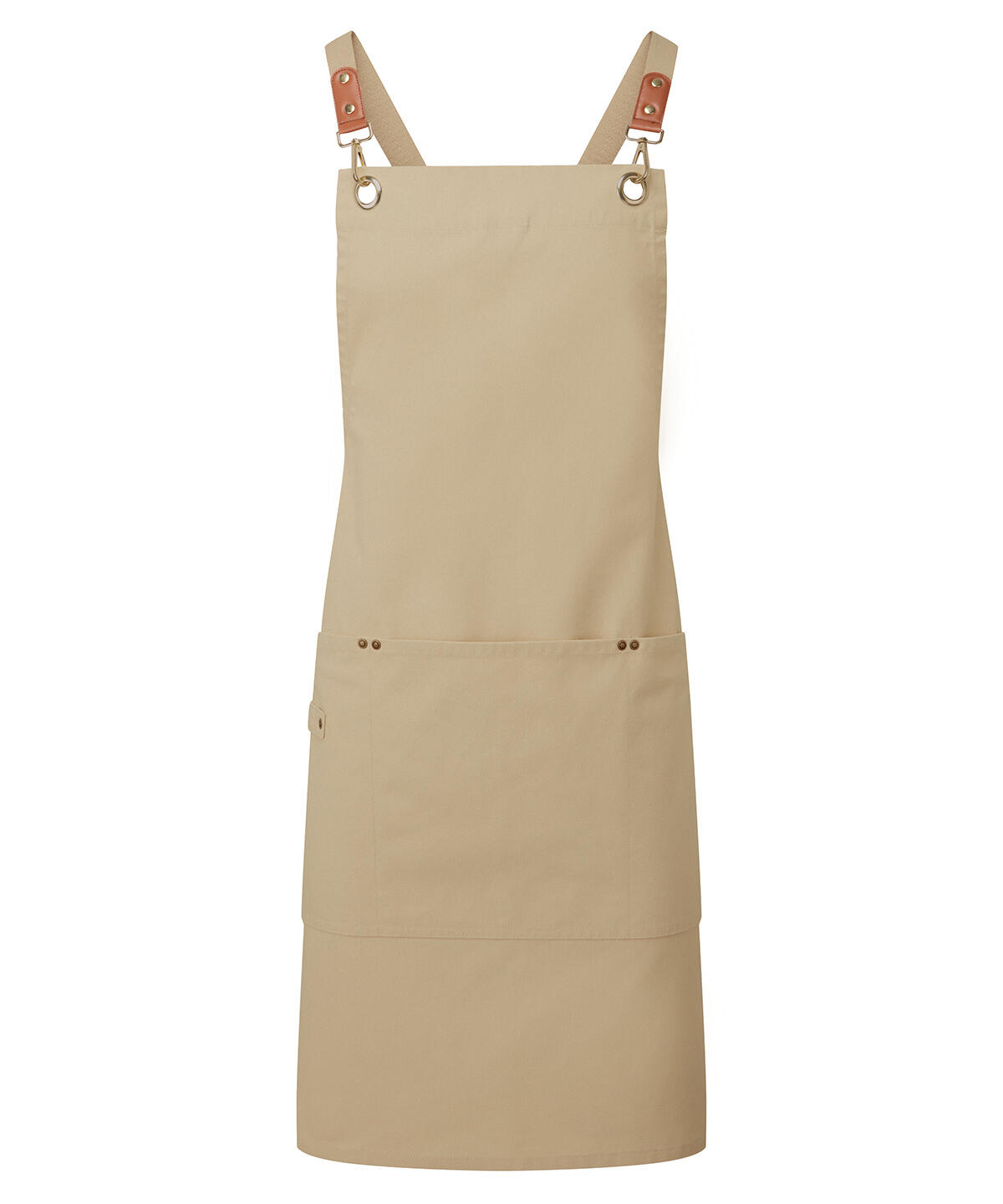 Premier PR182 Clip ‘n’ Clasp cross-back bib apron Brown