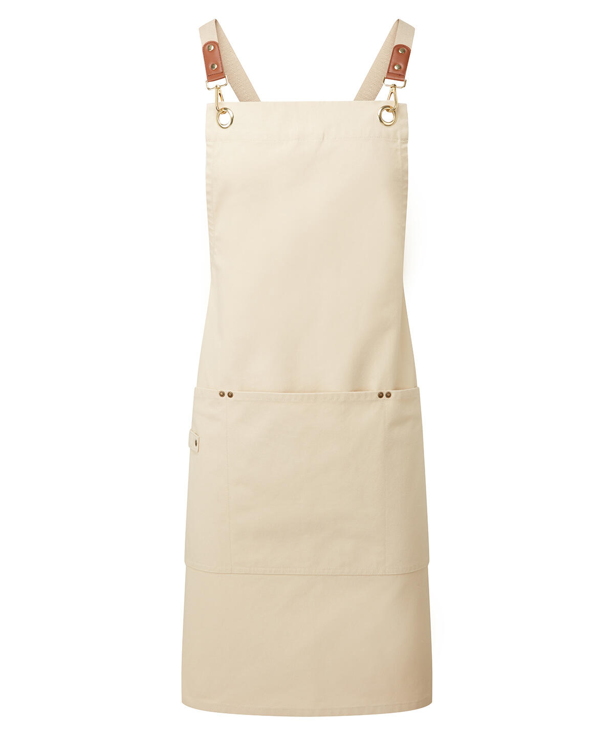 Premier PR182 Clip ‘n’ Clasp cross-back bib apron Neutral