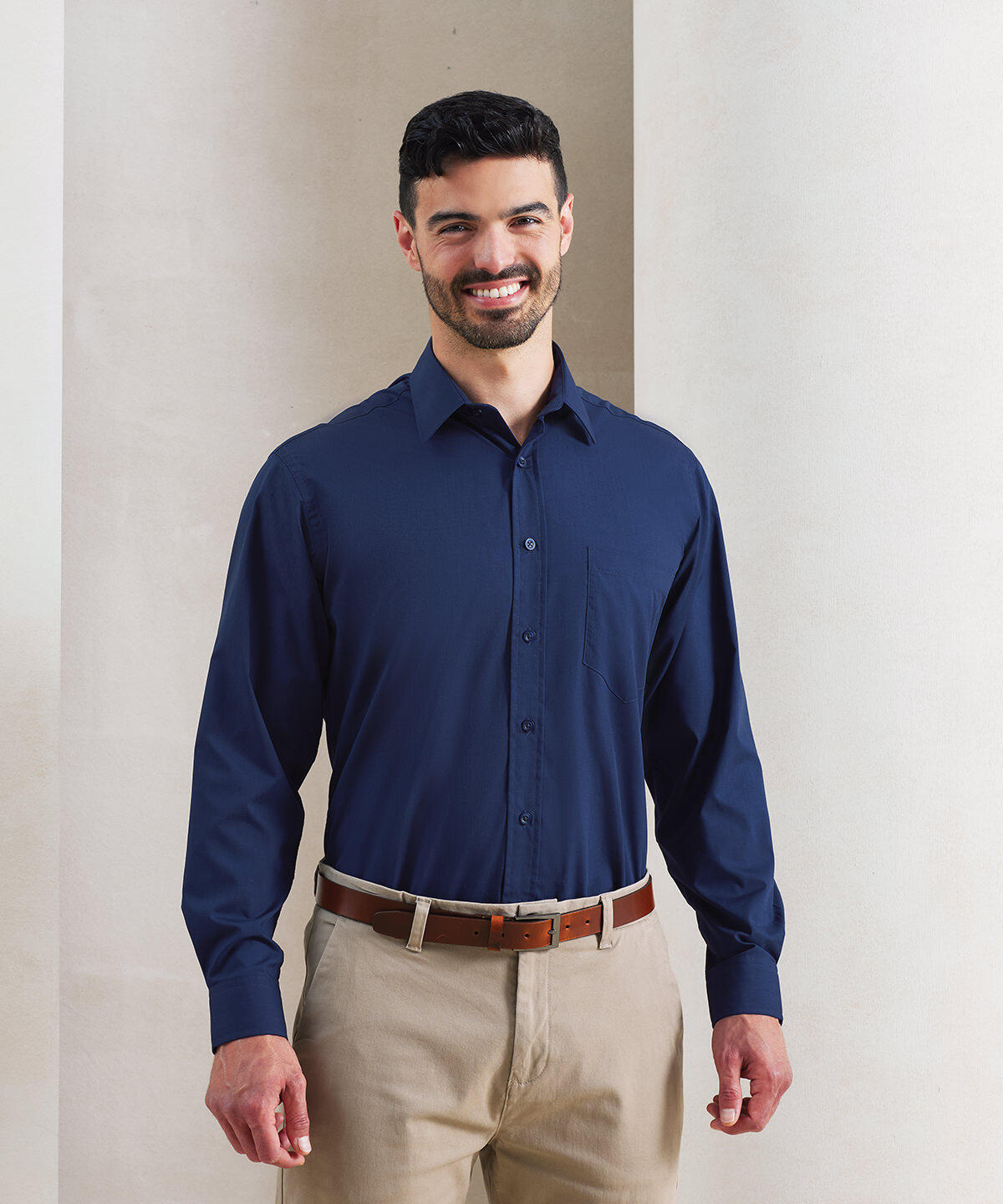PR200 Long sleeve poplin shirt Grey - Image 2