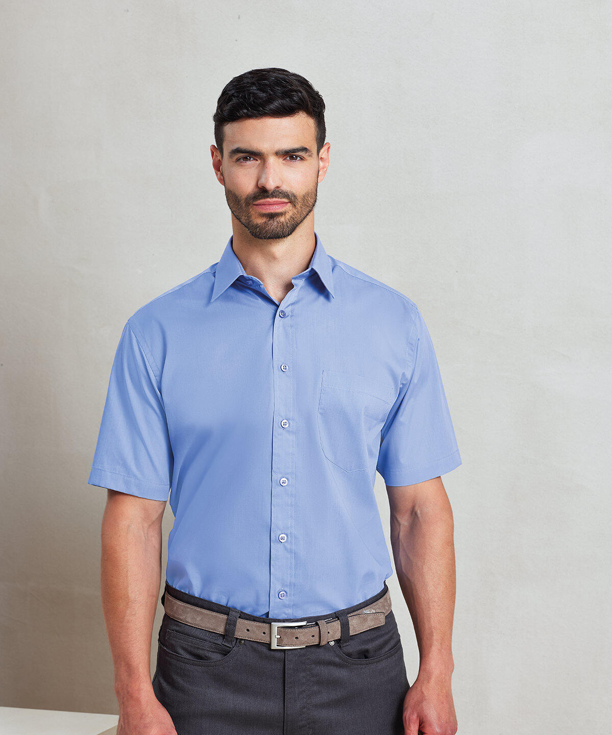 PR202 Short sleeve poplin shirt Grey - Image 2