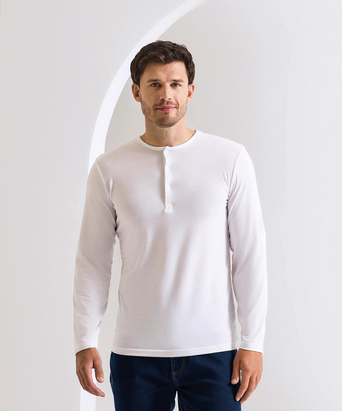 PR218 Long John roll-sleeve tee Black - Image 2