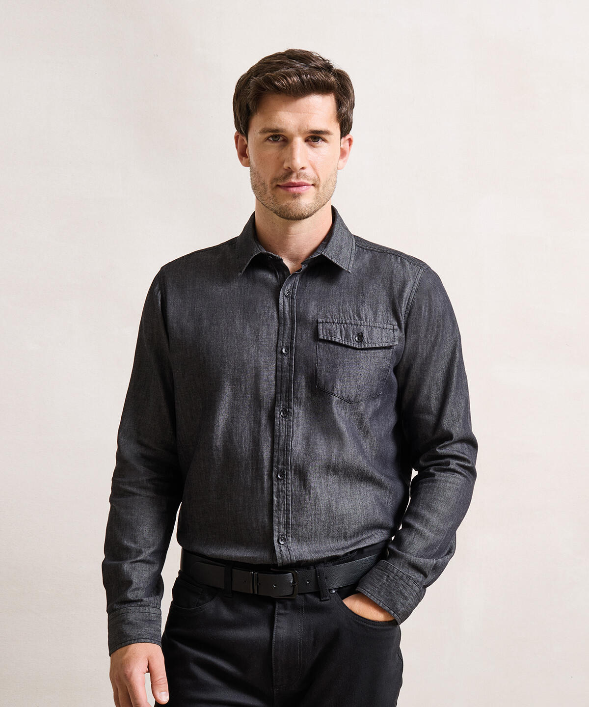 PR222 Jeans stitch denim shirt Blue - Image 2