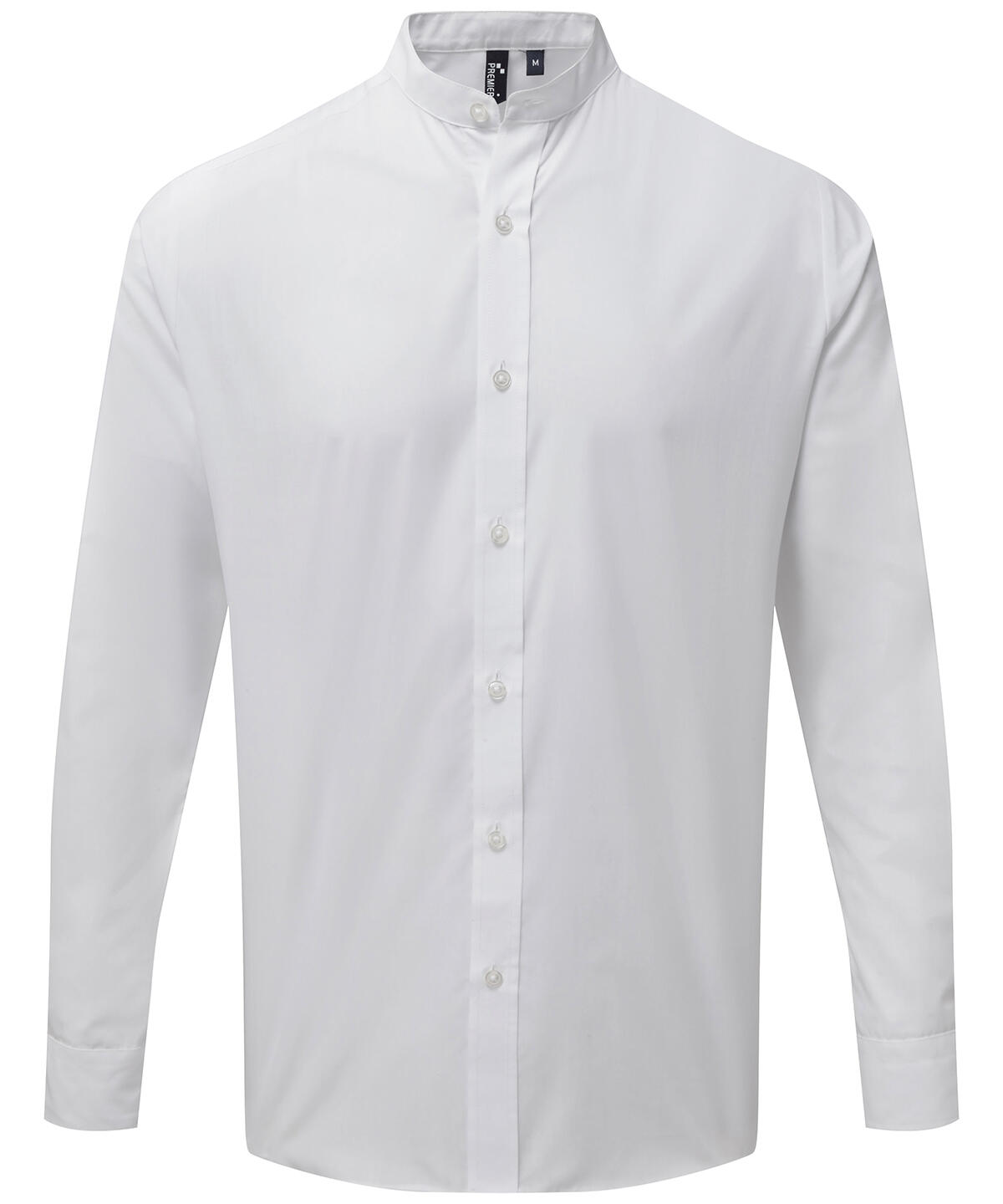Premier PR258 Banded collar grandad long sleeve shirt White