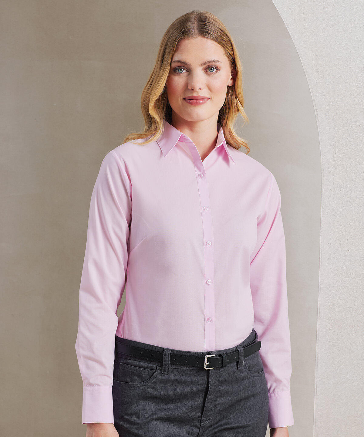 PR300 Women's poplin long sleeve blouse Red - Image 2